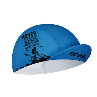 Customized Old Man with A Mountain Bike Unisex Cycling Cap Sports Hats