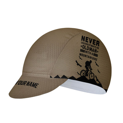 Customized Old Man with A Mountain Bike Unisex Cycling Cap Sports Hats