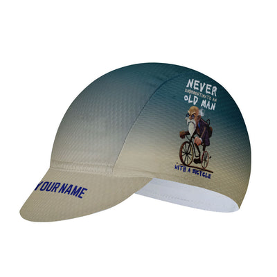 Customized Never Underestimate an Old Man with A Bicycle Unisex Cycling Cap Sports Hats