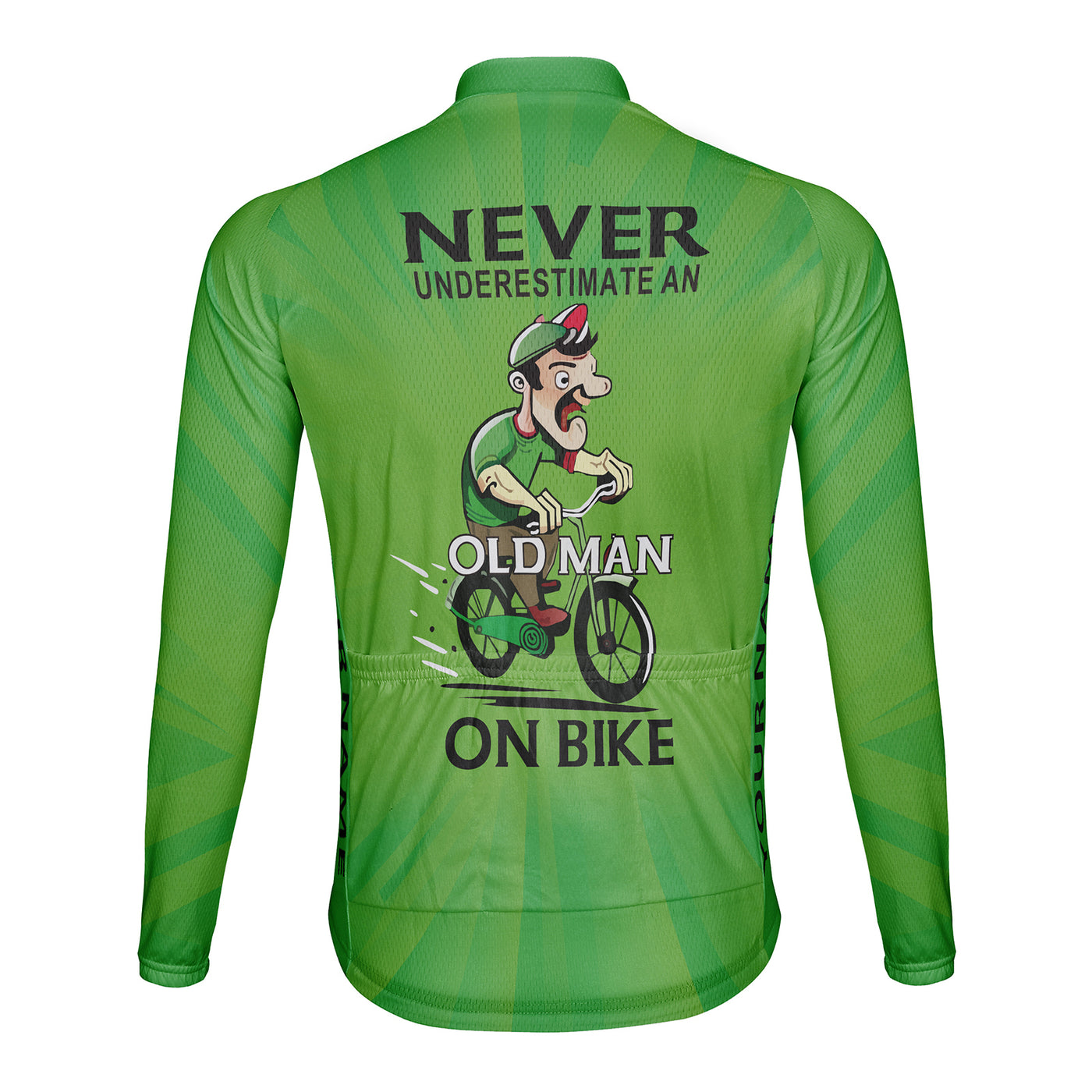 Customized Never Underestimate An Old Man On Bike Men's Cycling Jersey Long Sleeve