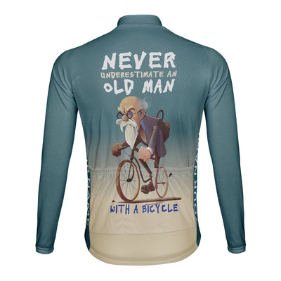Customized Never Underestimate An Old Man With A Bicycle Men's Cycling Jersey Long Sleeve