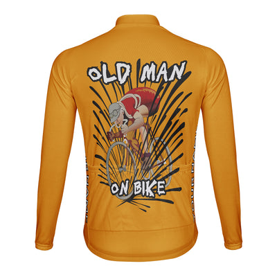 Customized Old Man On Bike Men's Cycling Jersey Long Sleeve
