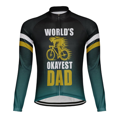 Customized Okayest Super Dad Men's Winter Thermal Fleece Cycling Jersey Long Sleeve