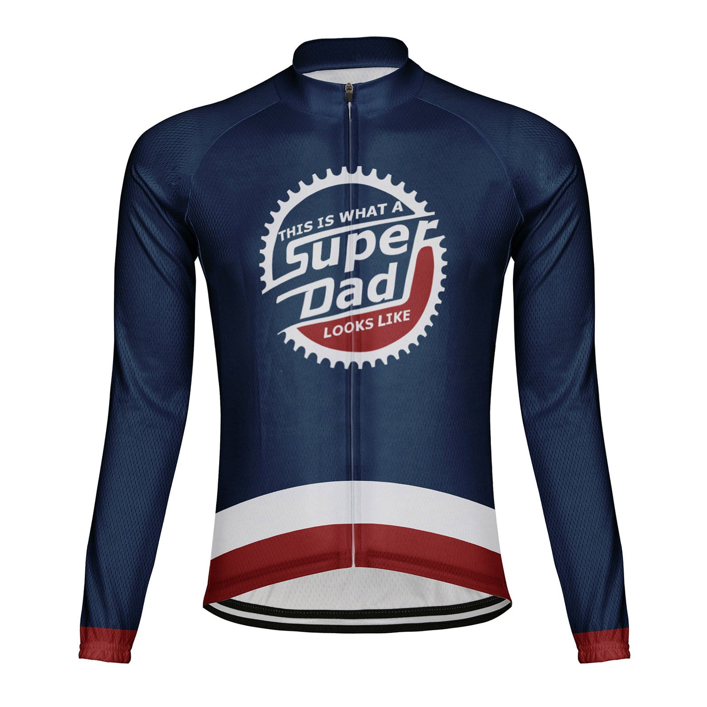 Customized Okayest Super Dad Men's Winter Thermal Fleece Cycling Jersey Long Sleeve