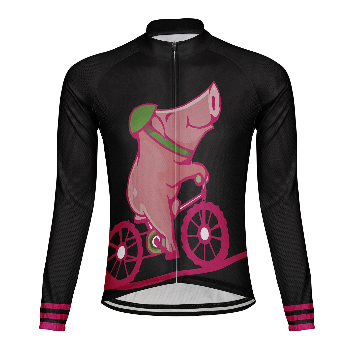 Customized Pig Men's Winter Thermal Fleece Cycling Jersey Long Sleeve