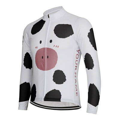 Customized Pig Men's Winter Thermal Fleece Cycling Jersey Long Sleeve