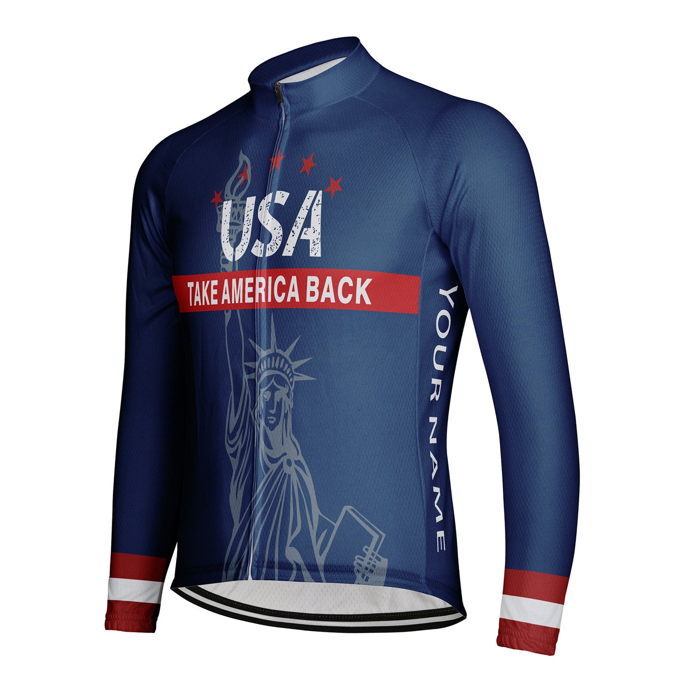 Customized Trump 2024 Men's Winter Thermal Fleece Cycling Jersey Long Sleeve