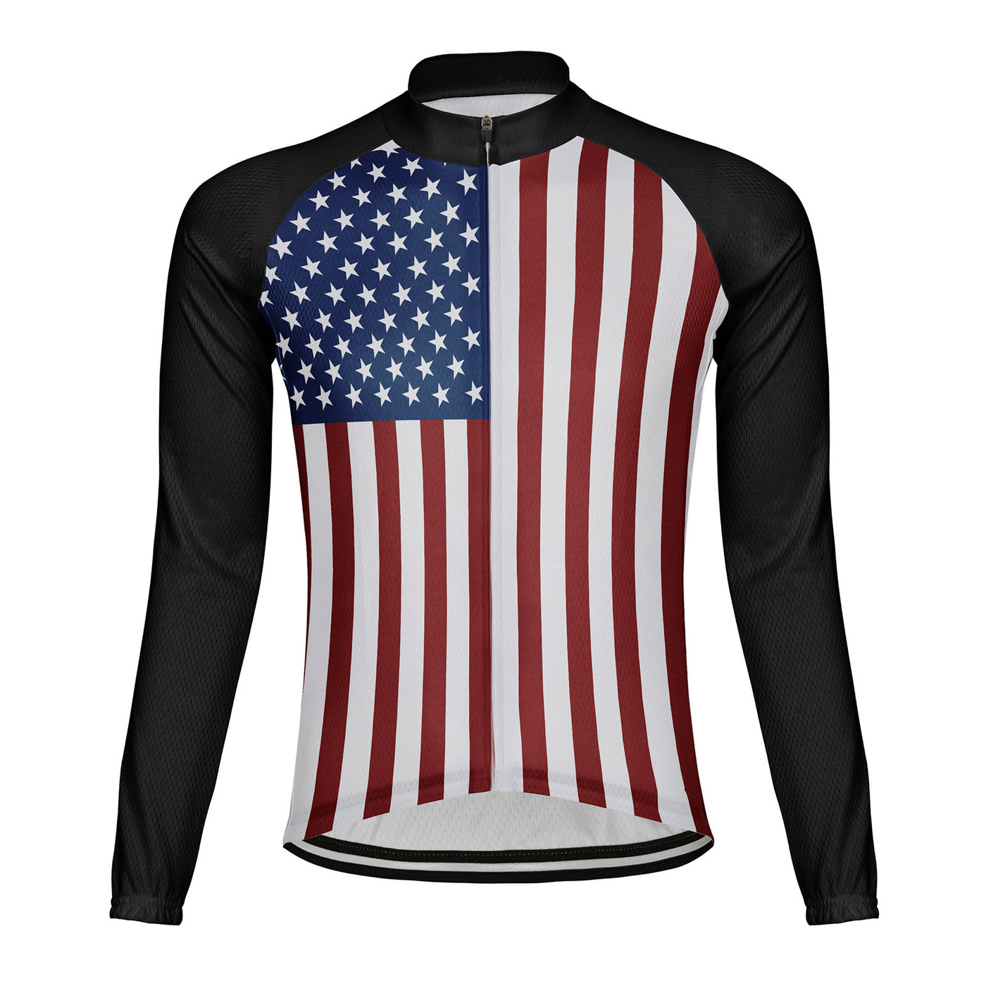 Customized Usa Flag Men's Winter Thermal Fleece Cycling Jersey Long Sleeve