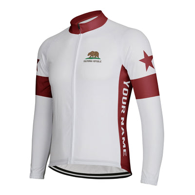 Customized California Men's Winter Thermal Fleece Cycling Jersey Long Sleeve