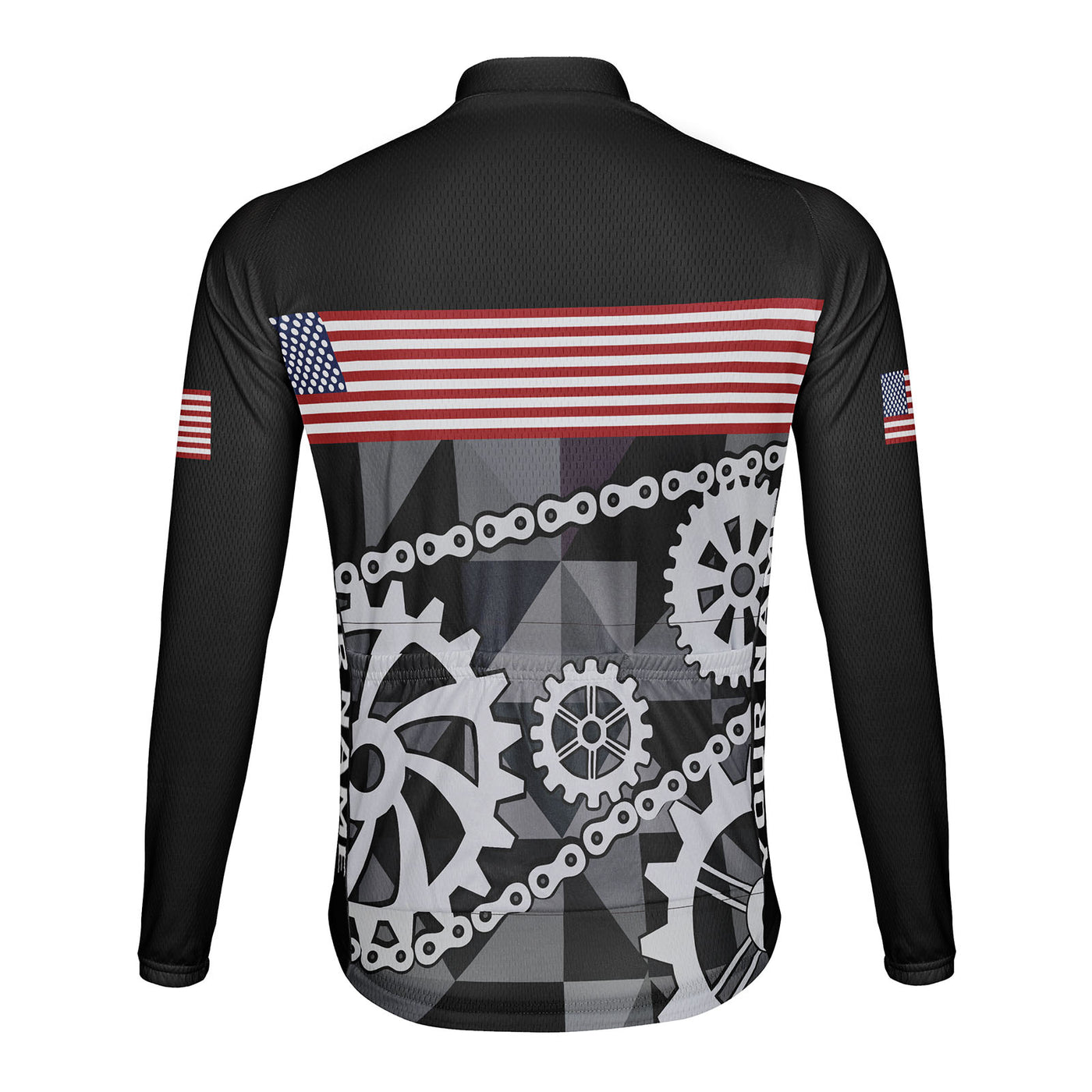 Customized USA America Men's Winter Thermal Fleece Cycling Jersey Long Sleeve