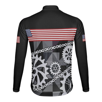 Customized USA America Men's Winter Thermal Fleece Cycling Jersey Long Sleeve