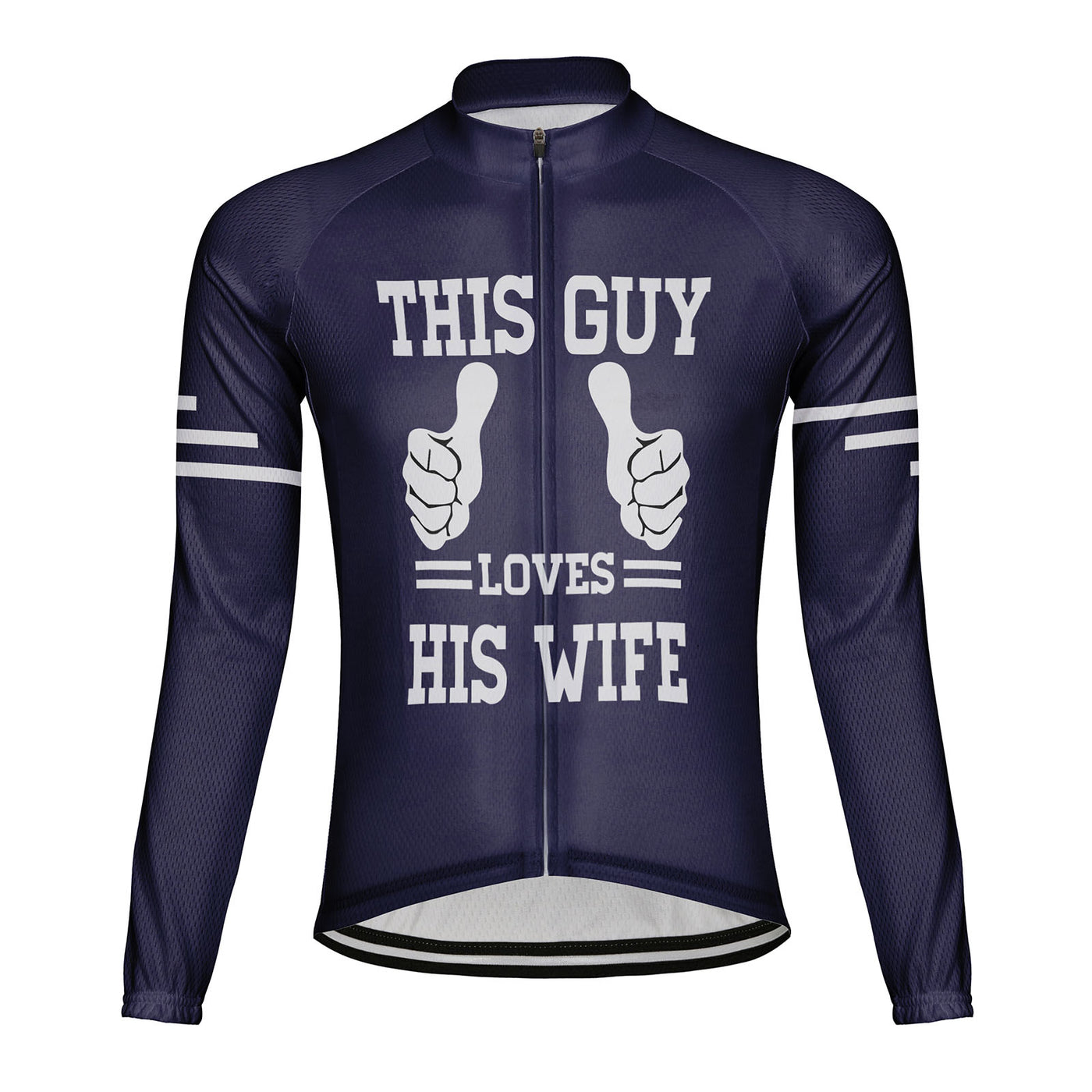 Customized This Guy Loves His Wife Men's Winter Thermal Fleece Cycling Jersey Long Sleeve