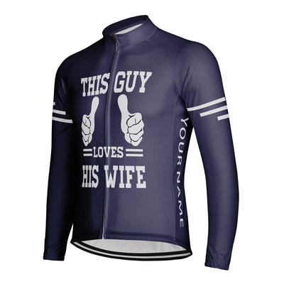 Customized This Guy Loves His Wife Men's Cycling Jersey Long Sleeve