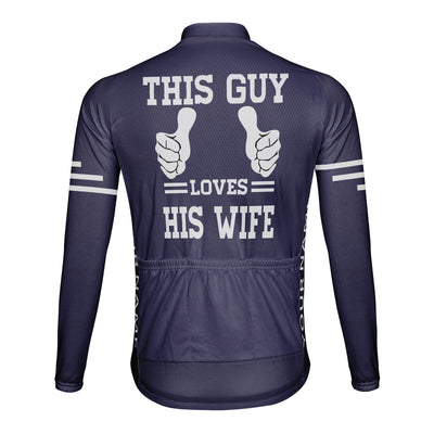 Customized This Guy Loves His Wife Men's Winter Thermal Fleece Cycling Jersey Long Sleeve
