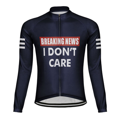 Customized Breaking News I Don't Care Wife Men's Winter Thermal Fleece Cycling Jersey Long Sleeve
