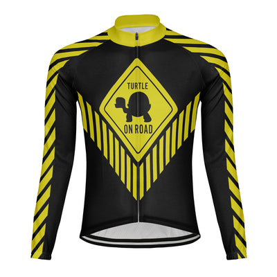 Customized Turtle On Road Men's Winter Thermal Fleece Cycling Jersey Long Sleeve
