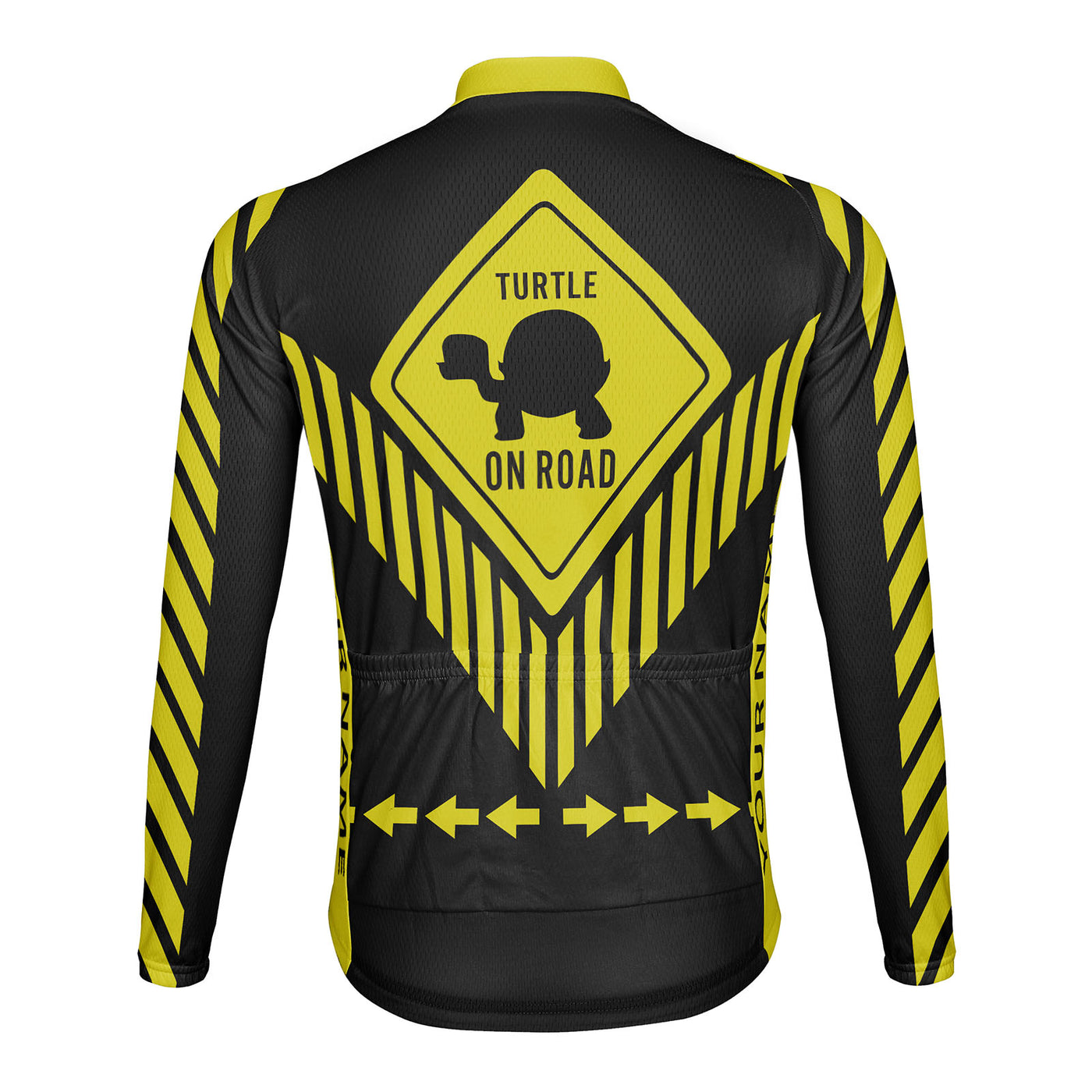 Customized Turtle On Road Men's Winter Thermal Fleece Cycling Jersey Long Sleeve