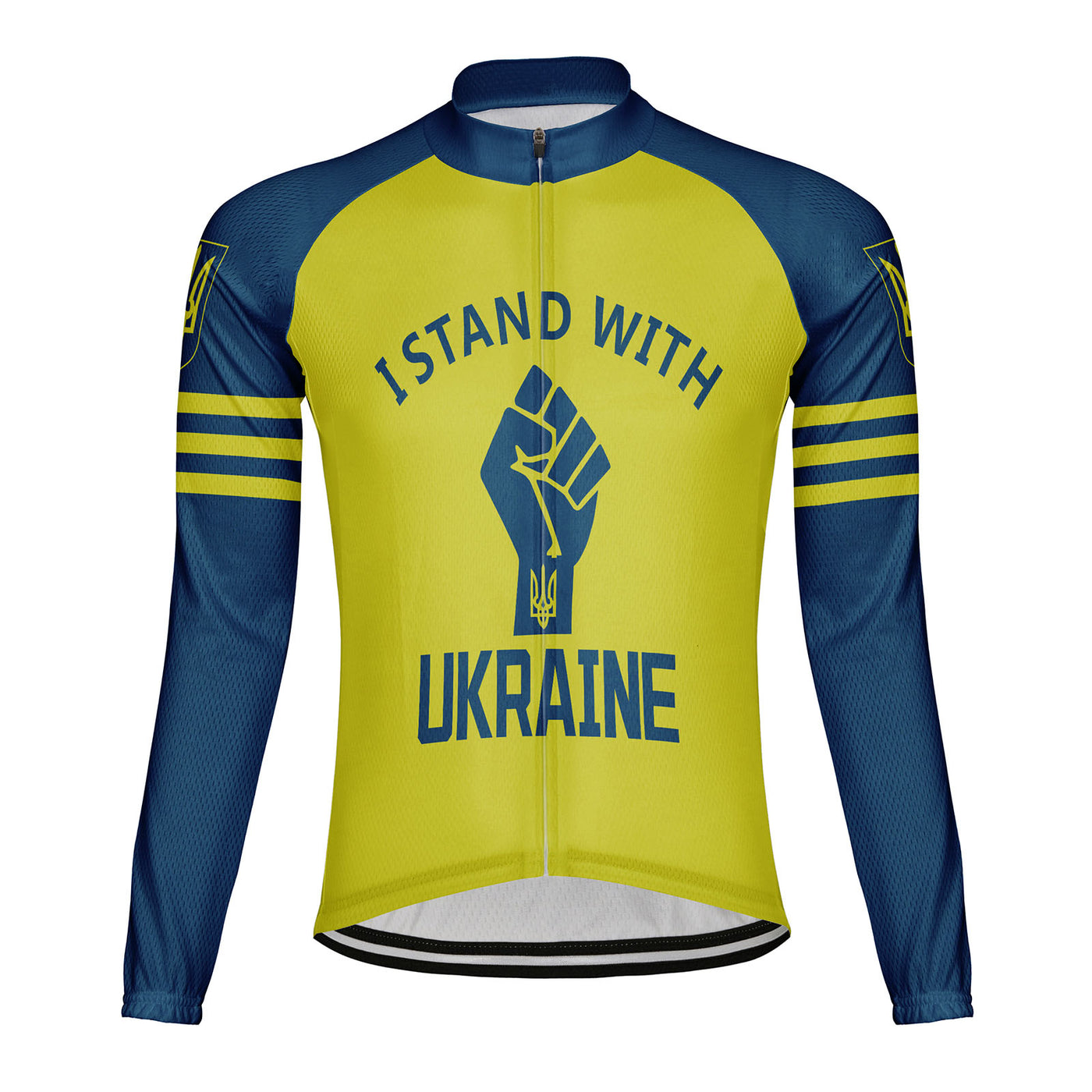 Customized I Stand With Ukraine Men's Winter Thermal Fleece Cycling Jersey Long Sleeve