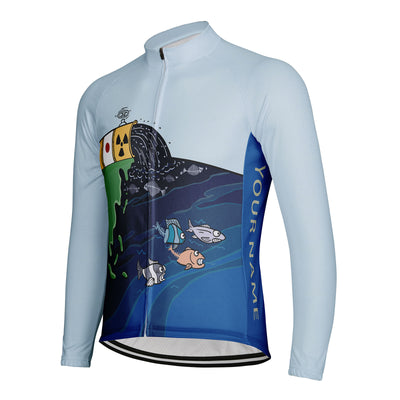 Customized Japan's Nuclear Sewage Discharge Men's Winter Thermal Fleece Cycling Jersey Long Sleeve