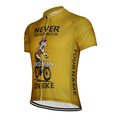 Customized Never Underestimate An Old Man On Bike Men's Cycling Jersey Short Sleeve