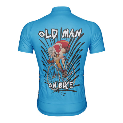Customized Old Man On Bike Men's Cycling Jersey Short Sleeve
