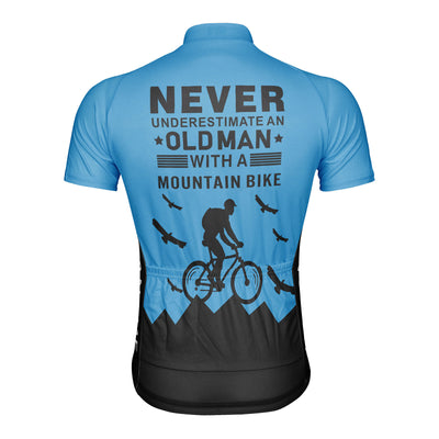 Customized Old Man with A Mountain Bike Men's Cycling Jersey Short Sleeve