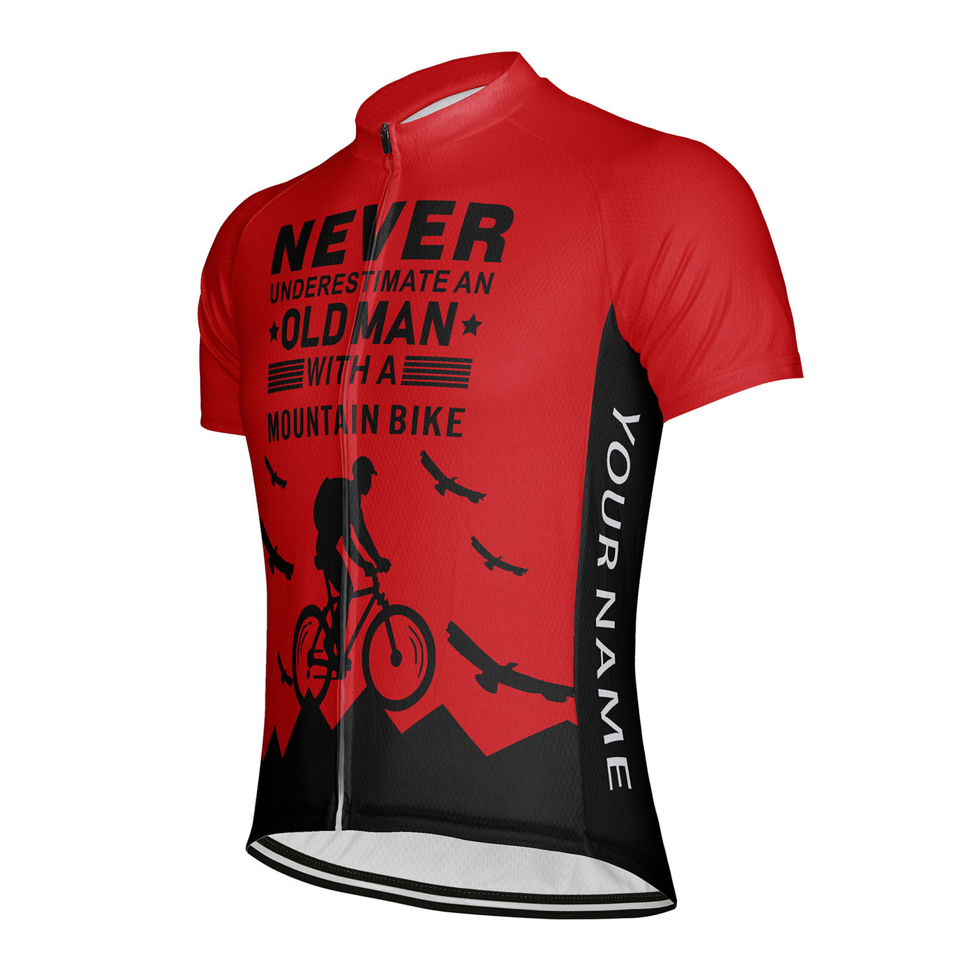 Customized Old Man with A Mountain Bike Men's Cycling Jersey Short Sleeve