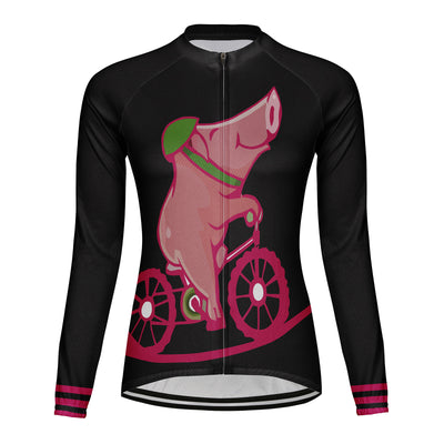 Customized Pig Women's Cycling Jersey Long Sleeve