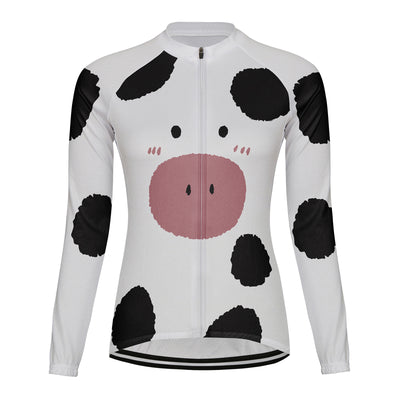 Customized Pig Women's Thermal Fleece Cycling Jersey Long Sleeve