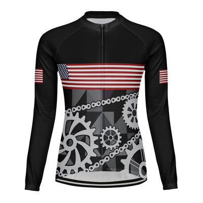 Customized USA America Women's Cycling Jersey Long Sleeve