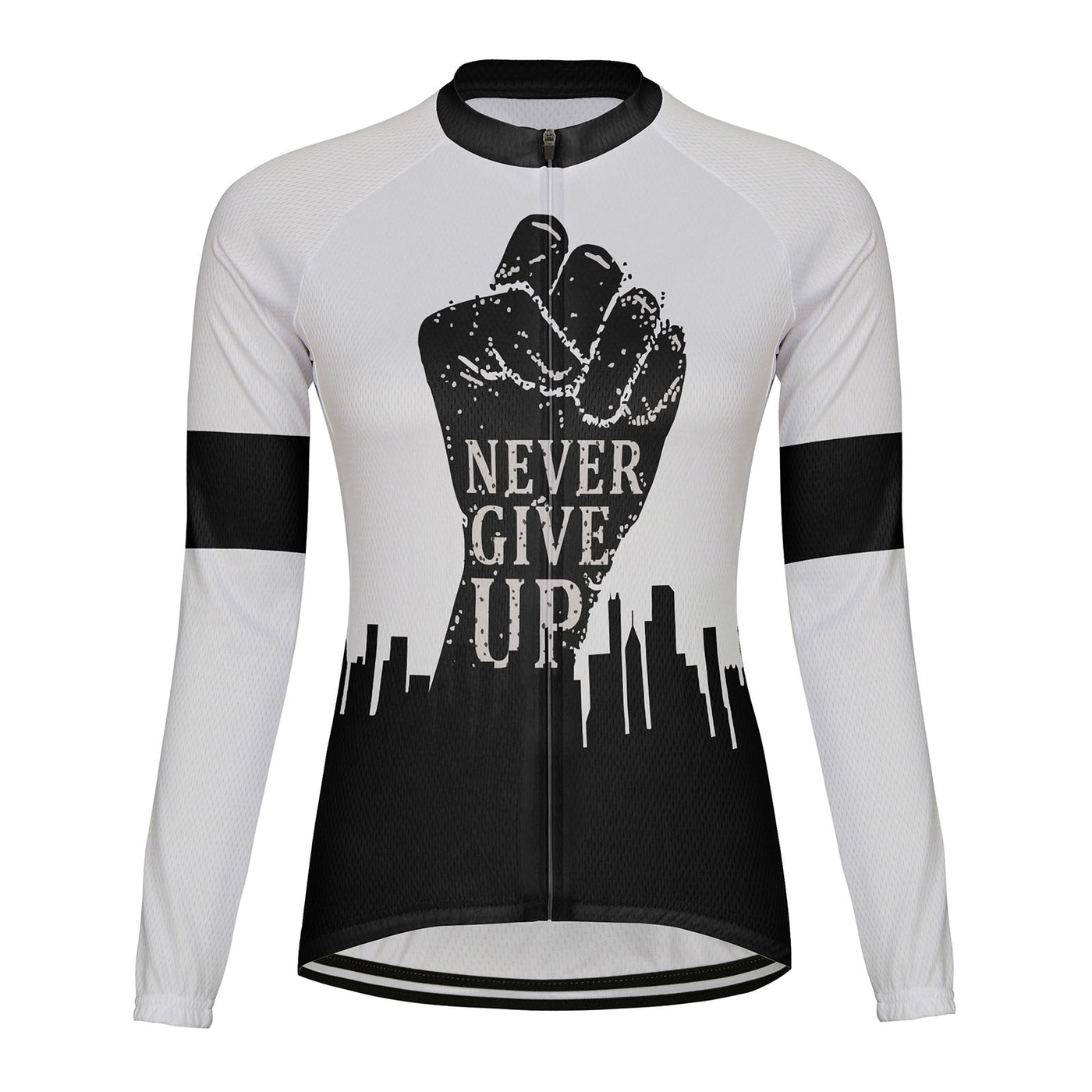 Customized Never Give Up Women's Thermal Fleece Cycling Jersey Long Sleeve