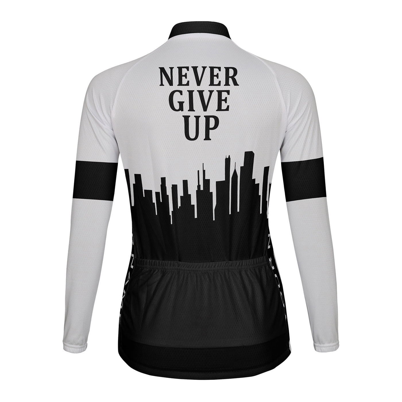 Customized Never Give Up Women's Thermal Fleece Cycling Jersey Long Sleeve