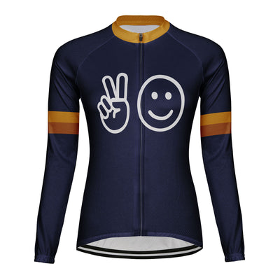 Customized Smile Women's Thermal Fleece Cycling Jersey Long Sleeve