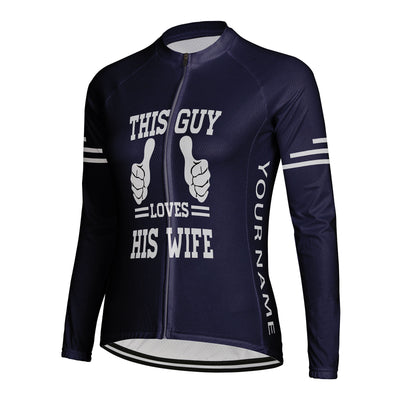 Customized This Guy Loves His Wife Women's Cycling Jersey Long Sleeve
