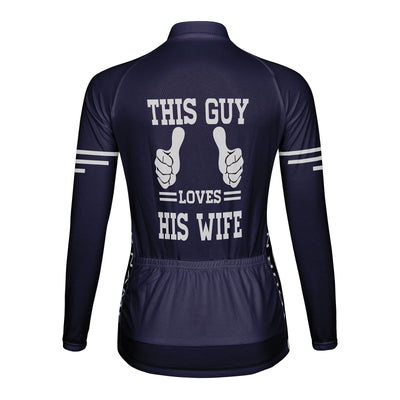 Customized This Guy Loves His Wife Women's Thermal Fleece Cycling Jersey Long Sleeve