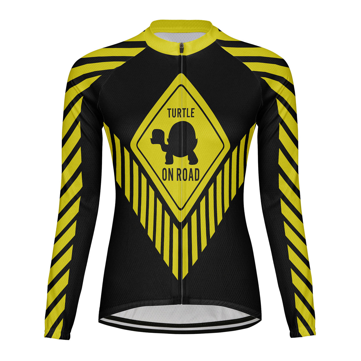 Customized Turtle On Road Women's Thermal Fleece Cycling Jersey Long Sleeve