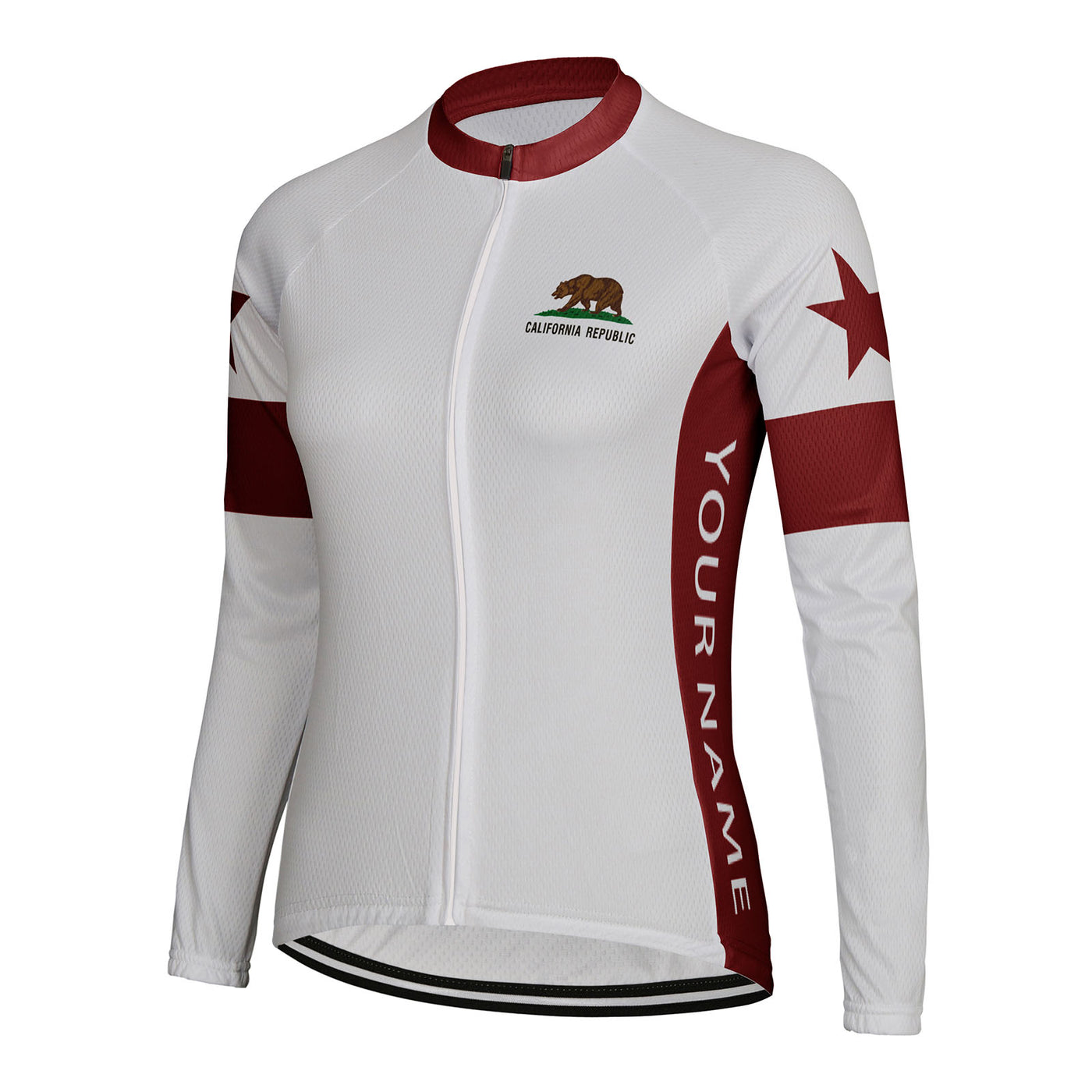 Customized California Women's Thermal Fleece Cycling Jersey Long Sleeve