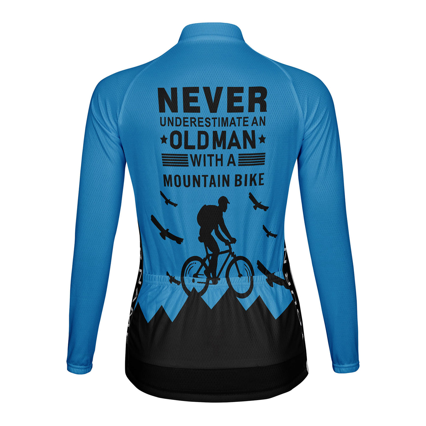 Customized Old Man with A Mountain Bike Women's Thermal Fleece Cycling Jersey Long Sleeve