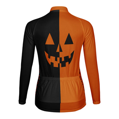 Customized Halloween Women's Thermal Fleece Cycling Jersey Long Sleeve