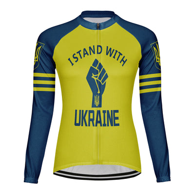 Customized I Stand with Women's Thermal Fleece Cycling Jersey Long Sleeve