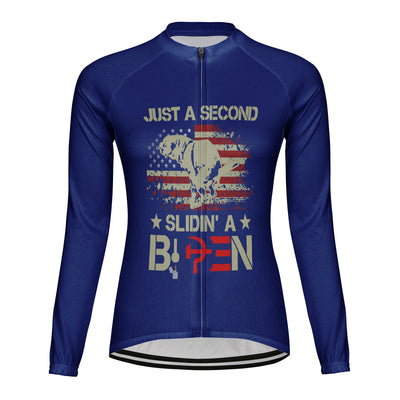 Customized Just A Second Slidin' A Biden Women's Thermal Fleece Cycling Jersey Long Sleeve