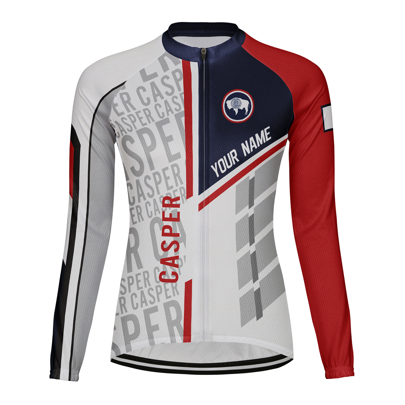 Customized Casper Women's Thermal Fleece Cycling Jersey Long Sleeve