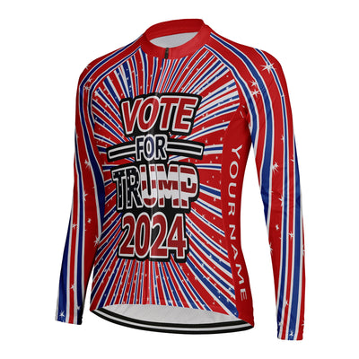Customized Trump 2024 Women's Thermal Fleece Cycling Jersey Long Sleeve