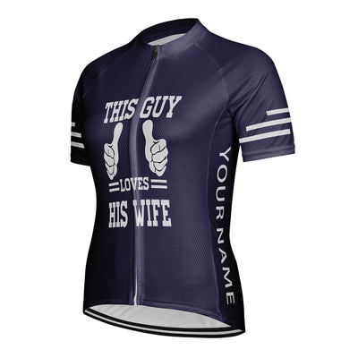 Customized This Guy Loves His Wife Women's Cycling Jersey Short Sleeve