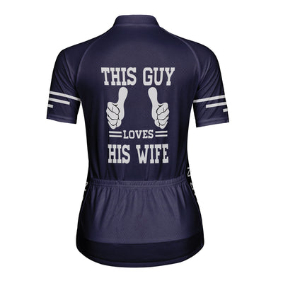 Customized This Guy Loves His Wife Women's Cycling Jersey Short Sleeve