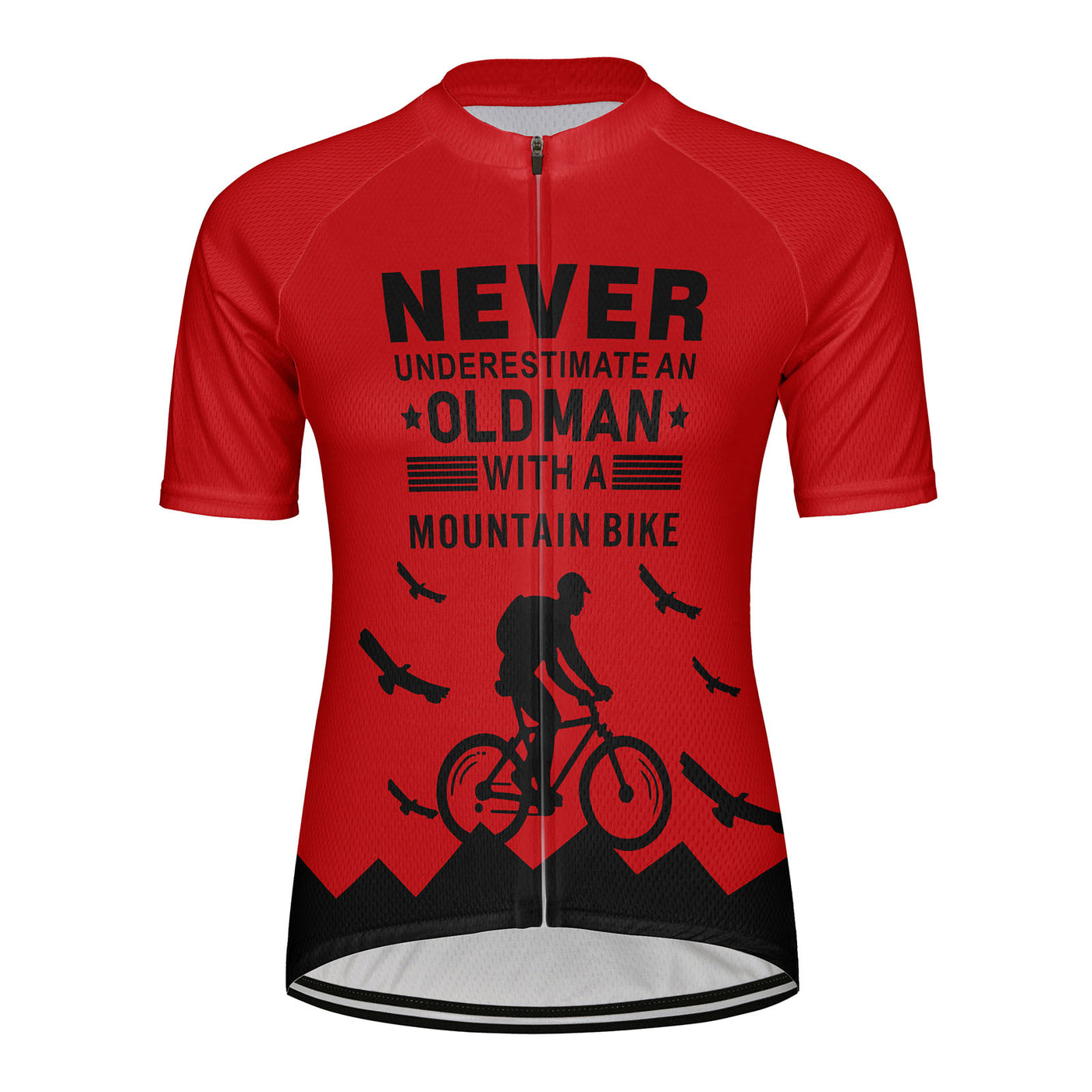Customized Old Man with A Mountain Bike Women's Cycling Jersey Short Sleeve