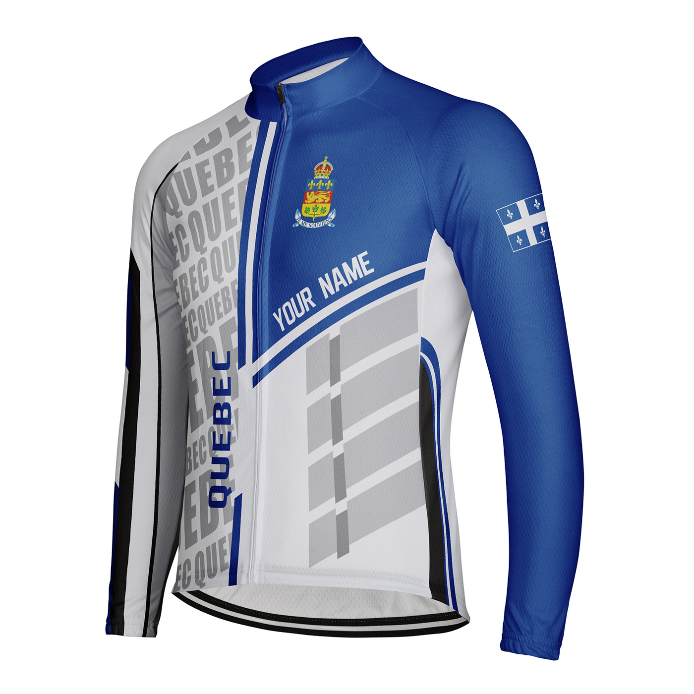 Customized Quebec Men's Winter Thermal Fleece Cycling Jersey Long Sleeve