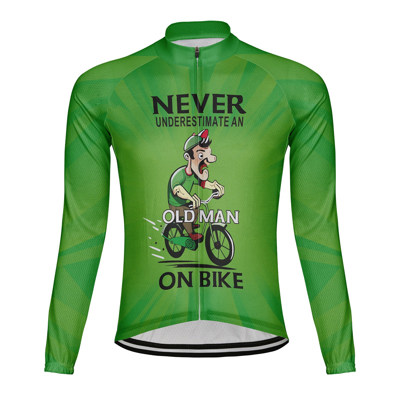 Customized Never Underestimate An Old Man On Bike Men's Winter Thermal Fleece Cycling Jersey Long Sleeve