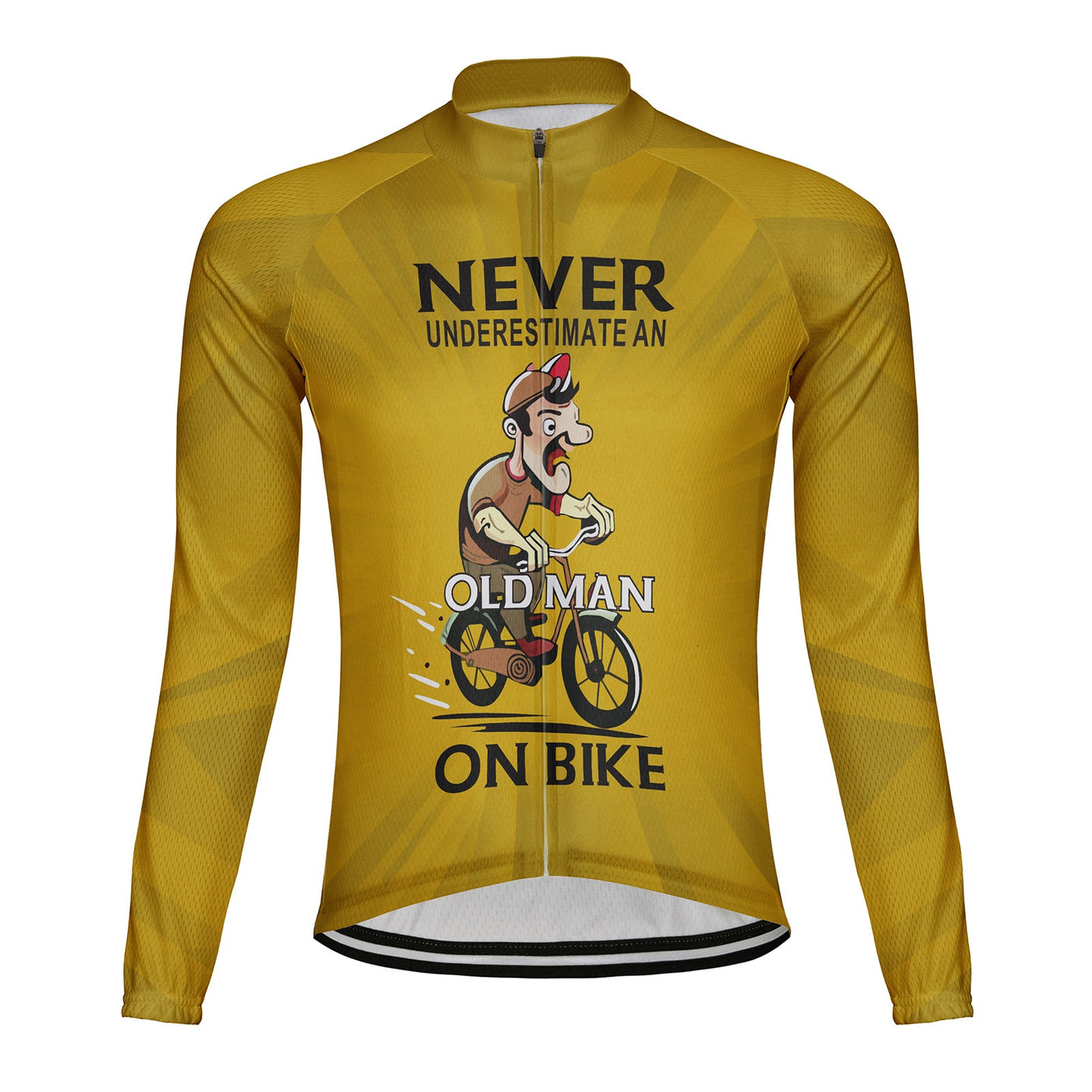 Customized Never Underestimate An Old Man On Bike Men's Winter Thermal Fleece Cycling Jersey Long Sleeve