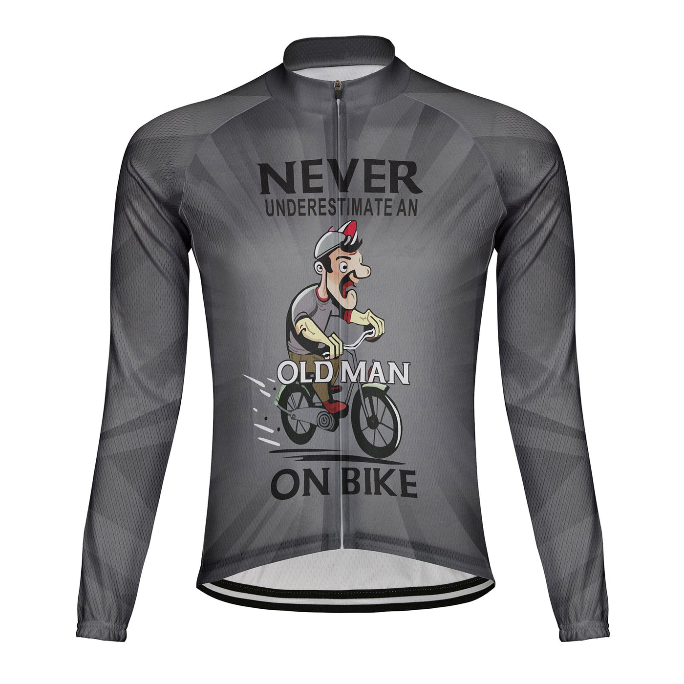 Customized Never Underestimate An Old Man On Bike Men's Winter Thermal Fleece Cycling Jersey Long Sleeve